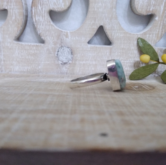 LARIMAR SILVER STONE SILVER PLATED RING NWOT - Picture 2 of 6